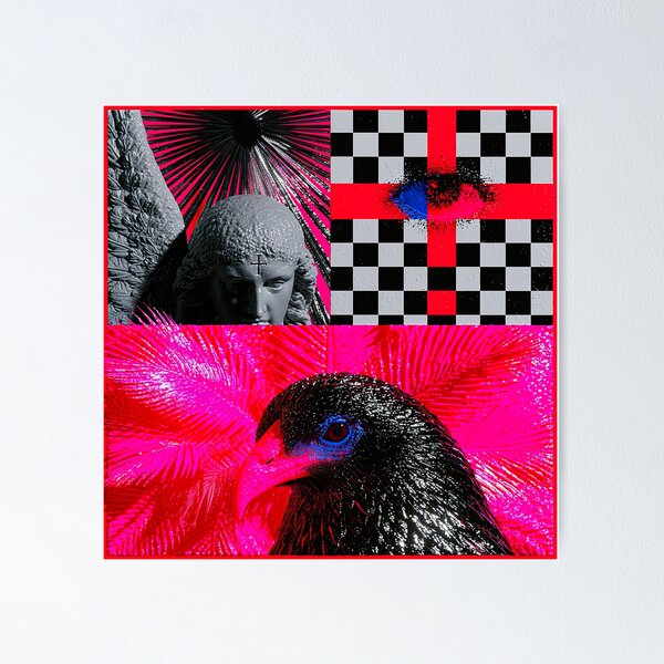 Item preview, Neon Gothic Raven Angel Collage designed and sold by bubblegoth.