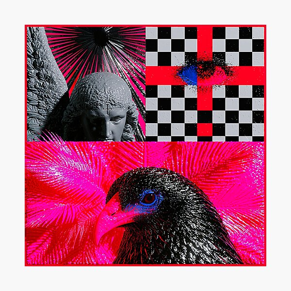 Item preview, Neon Gothic Raven Angel Collage designed and sold by bubblegoth.
