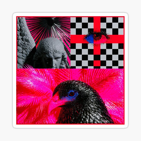 Item preview, Neon Gothic Raven Angel Collage designed and sold by bubblegoth.