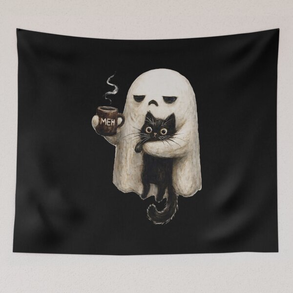 Item preview, Ghost Cat Spooky Black Cat Funny Halloween Coffee Lover designed and sold by jackelmbradyt.