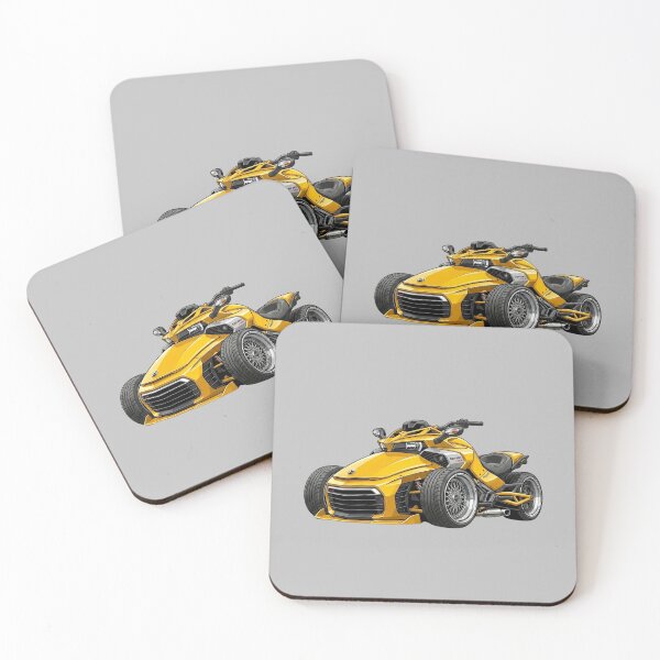 Item preview, Can-Am Spyder F3 Yellow 3-Wheeler Trike Roadster Illustration designed and sold by Motorline44.