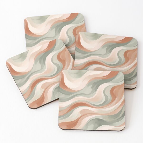 Item preview, 2 Minimalist Sage Green Terracotta Abstract Wave Art designed and sold by ART ATTACK ZONE.