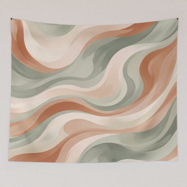 Item preview, 2 Minimalist Sage Green Terracotta Abstract Wave Art designed and sold by ART ATTACK ZONE.