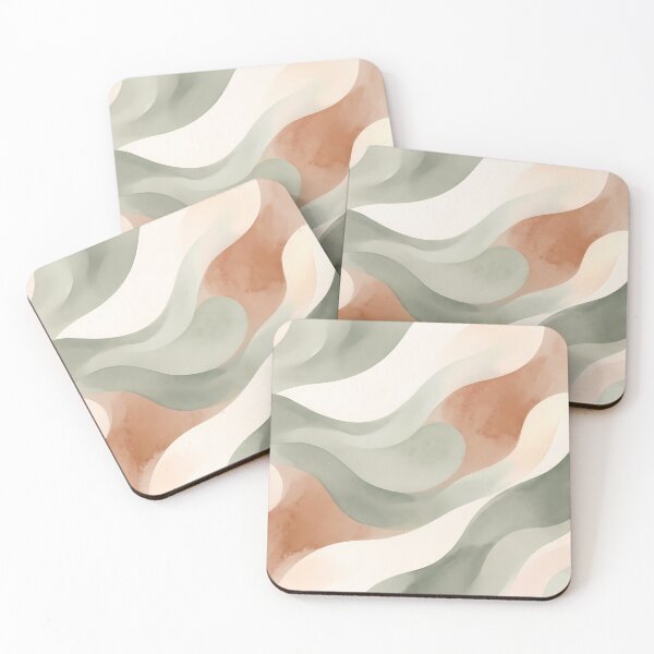 Item preview, 3 Minimalist Sage Green Terracotta Abstract Wave Art designed and sold by ART ATTACK ZONE.