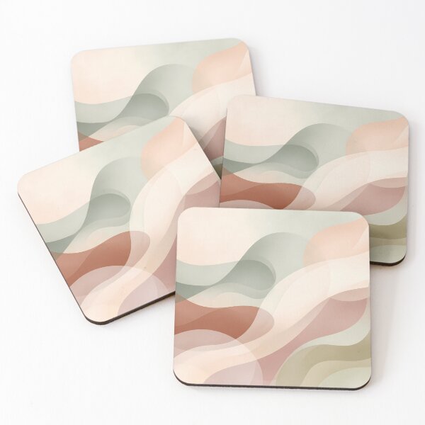 Item preview, 4 Minimalist Sage Green Terracotta Abstract Wave Art designed and sold by ART ATTACK ZONE.