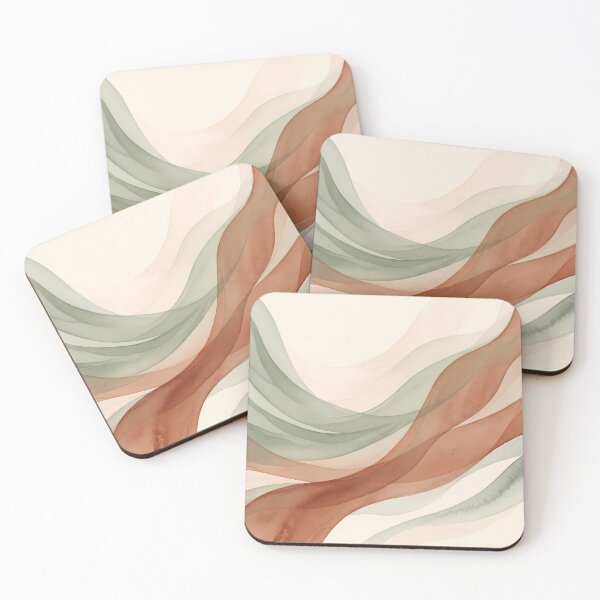 Item preview, Bulgary Minimalist Sage Green Terracotta Abstract Wave Art designed and sold by ART ATTACK ZONE.