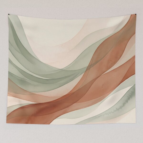 Item preview, Bulgary Minimalist Sage Green Terracotta Abstract Wave Art designed and sold by ART ATTACK ZONE.