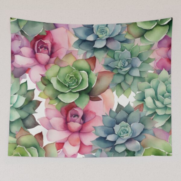 Item preview, Vibrant Watercolor Succulent Garden designed and sold by Rekline.