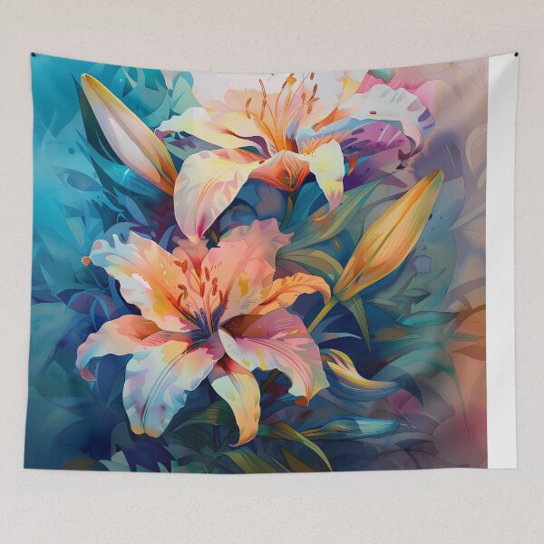 Item preview, Vibrant Abstract Lilies | Digital Art Flower Wall Decor designed and sold by TwoPeas Workshop.