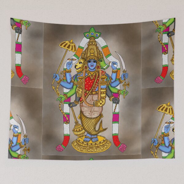 Item preview, Lord Vishnu Artwork | Divine Hindu God Digital Painting Illustration designed and sold by Harshit_Digital_Arts.