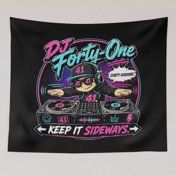 Item preview, 41 (forty-ooooone) SIDEWAYS SOCIETY COLLECTION - DJ COLLECTION - DJ Forty-One - Cartoon DJ dropping the beat - Keep It Sideways designed and sold by WheelieGdArt.