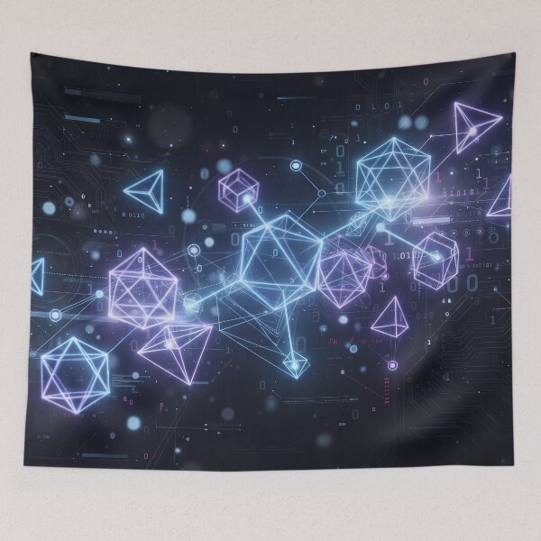 Item preview, TWO Futuristic Cyberpunk Neon Grid Tech Interface Art designed and sold by ART ATTACK ZONE.
