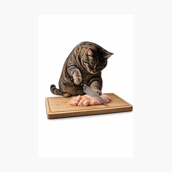 Item preview, Chef Cat Chopping Chicken designed and sold by Geek Farm.