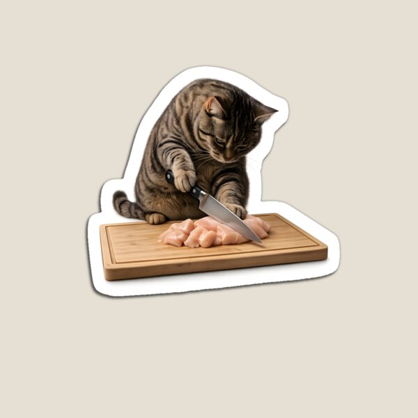 Item preview, Chef Cat Chopping Chicken designed and sold by Geek Farm.