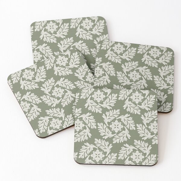 Item preview, Medieval Gothic Botanical Pattern in Sage Green | Historic Quatrefoil Floral Design designed and sold by HannahGinn.Design.