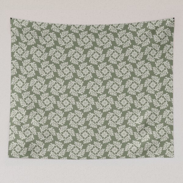 Item preview, Medieval Gothic Botanical Pattern in Sage Green | Historic Quatrefoil Floral Design designed and sold by HannahGinn.Design.