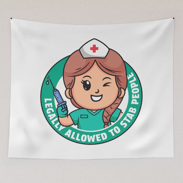Item preview, Funny Nurse - Legally allowed to stab people nurse design (green scrubs) designed and sold by messy-nessie.
