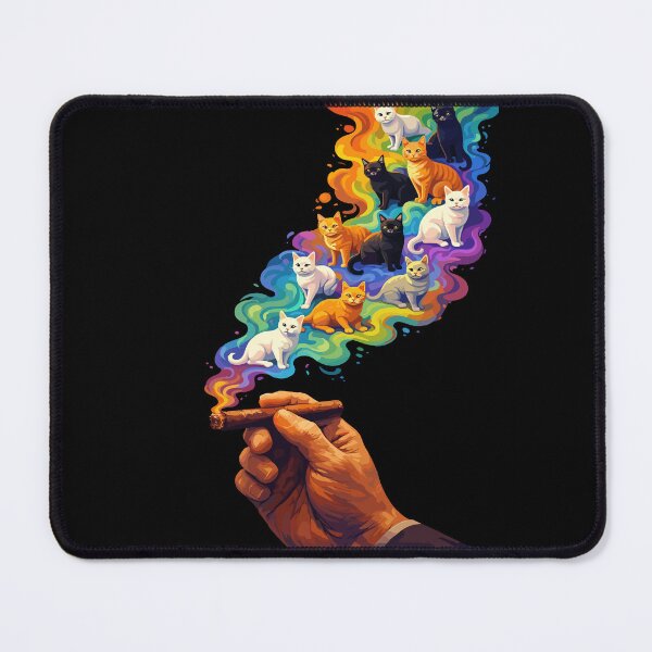 Item preview, Psychedelic Cat Smoke - Surreal Rainbow Cats and Cigar Art designed and sold by arfindo-indra.