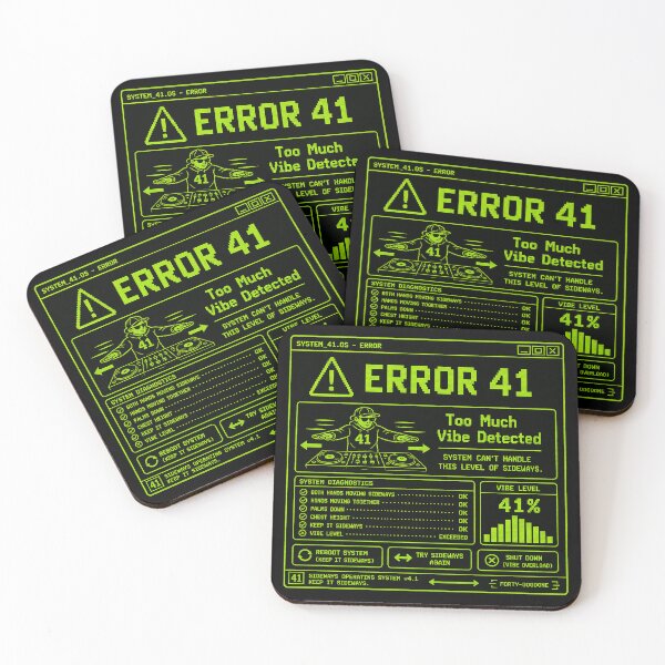 Item preview, 41 (forty-ooooone) SIDEWAYS SOCIETY COLLECTION - COMPUTER ERROR 41 - Too Much Vibe Detected designed and sold by WheelieGdArt.