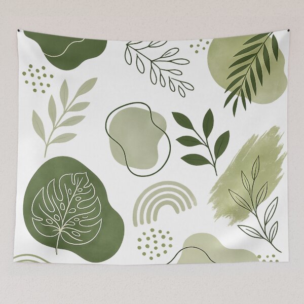 Item preview, Minimal Botanical Abstract Pattern | Modern Green Nature Leaves Design designed and sold by Tshirtstory.
