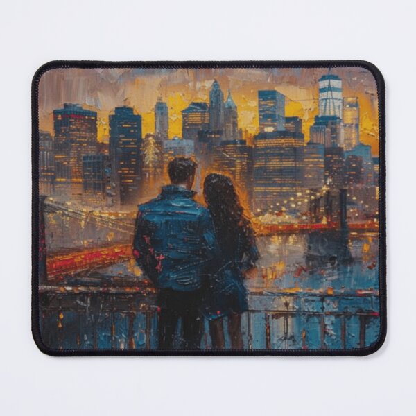 Item preview, New York Wall Art – Romantic Brooklyn Bridge Couple Cityscape Print designed and sold by Iceberg Comic Book Lounge.