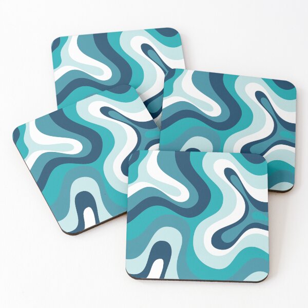 Item preview, Liquid Swirl Retro Abstract in Deep Navy Blue , Light Teal, and Medium Teal Blue, Cream, and White designed and sold by Differenceee.