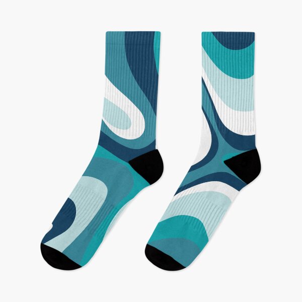 Item preview, Liquid Swirl Retro Abstract in Deep Navy Blue , Light Teal, and Medium Teal Blue, Cream, and White designed and sold by Differenceee.
