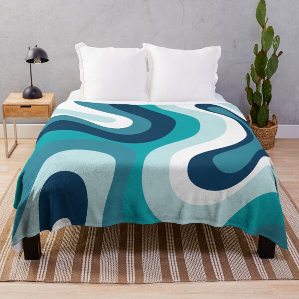 Item preview, Liquid Swirl Retro Abstract in Deep Navy Blue , Light Teal, and Medium Teal Blue, Cream, and White designed and sold by Differenceee.