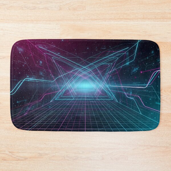 Item preview, World Futuristic Cyberpunk Neon Grid Tech Interface Art designed and sold by ART ATTACK ZONE.