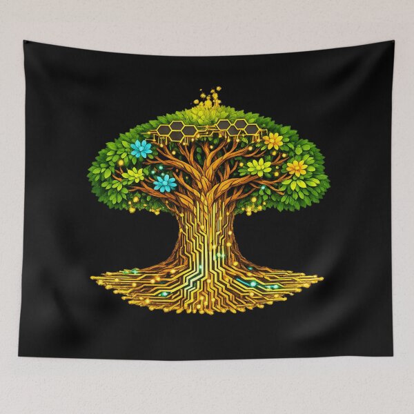 Item preview, Circuit Tree - Glowing Cyberpunk Nature Illustration designed and sold by ArtoryWorks.