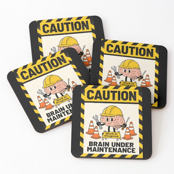 Item preview, Caution: Brain Under Maintenance | Funny Warning Sign Sticker & T-Shirt designed and sold by FuzzDrive.