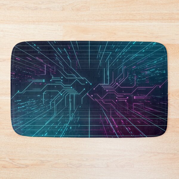 Item preview, USA Futuristic Cyberpunk Neon Grid Tech Interface Art designed and sold by ART ATTACK ZONE.