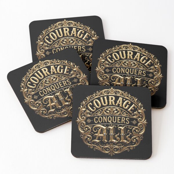 Item preview, Courage Conquers All Victorian Gothic Ornate Gold Typography designed and sold by Jouzef Studio.