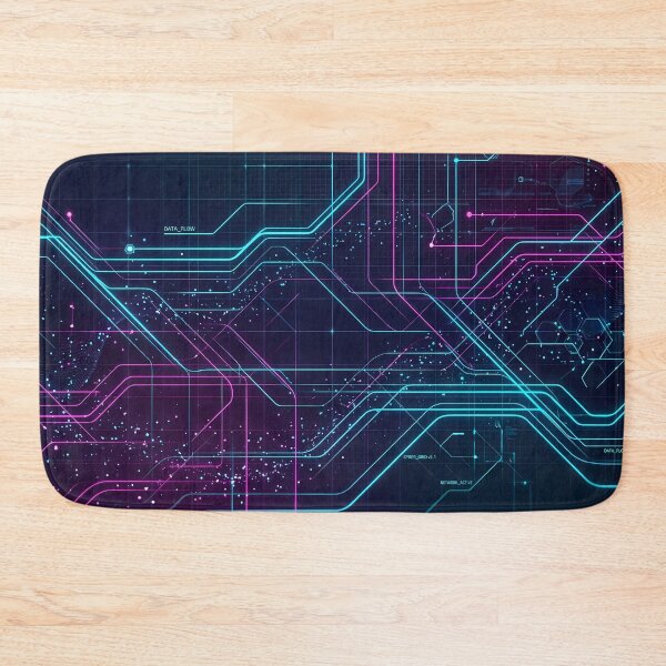 Item preview, England Futuristic Cyberpunk Neon Grid Tech Interface Art designed and sold by ART ATTACK ZONE.
