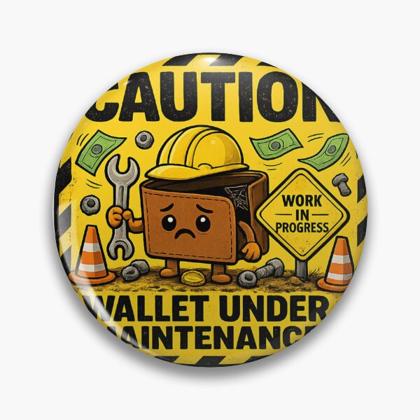 Item preview, Caution: Wallet Under Maintenance | Funny Broke Sticker & T-Shirt designed and sold by FuzzDrive.