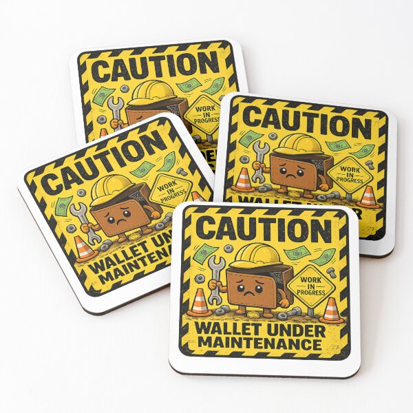 Item preview, Caution: Wallet Under Maintenance | Funny Broke Sticker & T-Shirt designed and sold by FuzzDrive.