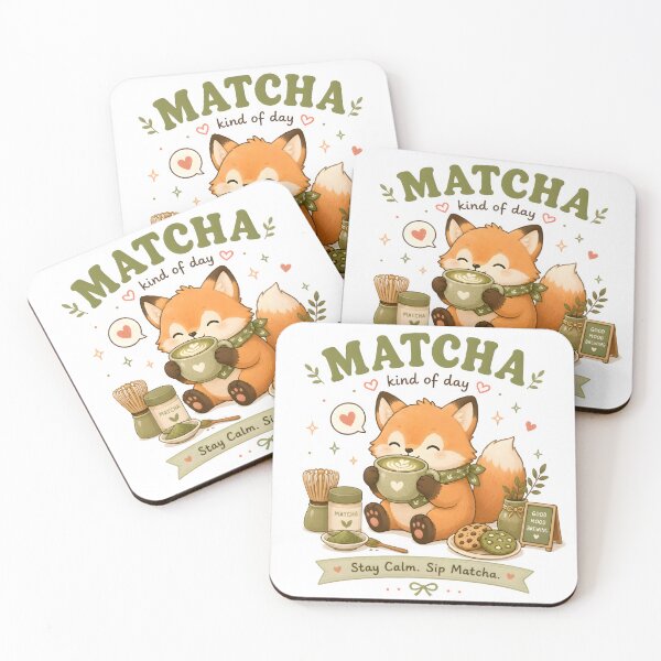 Item preview, Cute Matcha Fox Drinking Matcha Latte | Kawaii Fox Foodie T-Shirt | Stay Calm Sip Matcha designed and sold by Snackwear Apparel.