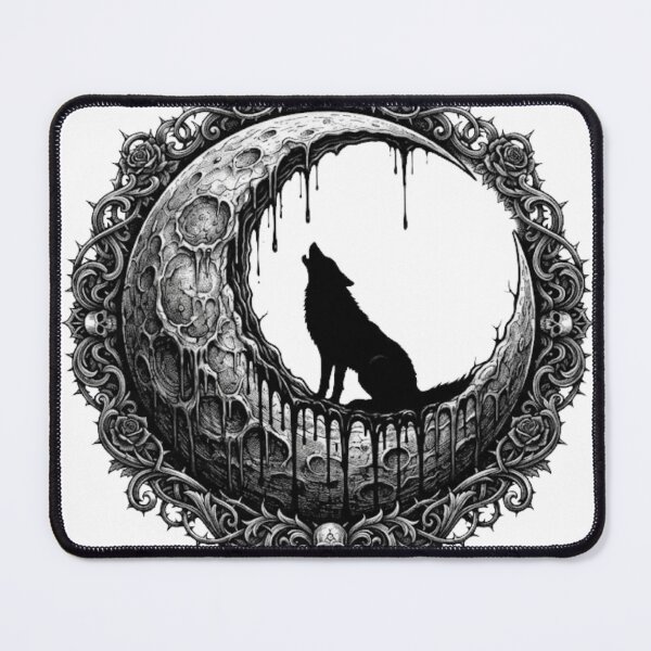 Item preview, Gothic Moon with Howling Wolf - Dark Aesthetic Gift designed and sold by FRADEX STORE.
