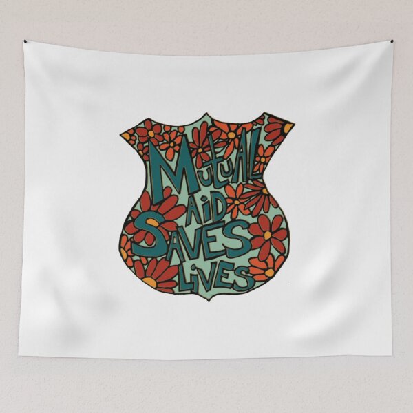 Item preview, Mutual Aid Saves Lives Vintage Floral Shield Graphic designed and sold by esrtabty.
