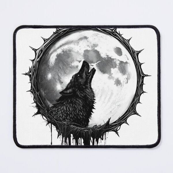 Item preview, Gothic Moon with Howling Wolf - Dark Minimalist designed and sold by FRADEX STORE.