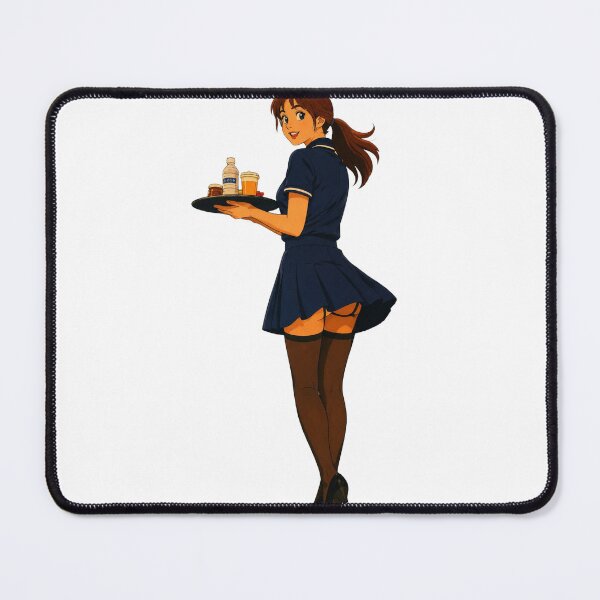 Item preview, Cute Waitress Pin-Up Illustration | Anime Style Café Server Art designed and sold by Hollow Moon Studios..