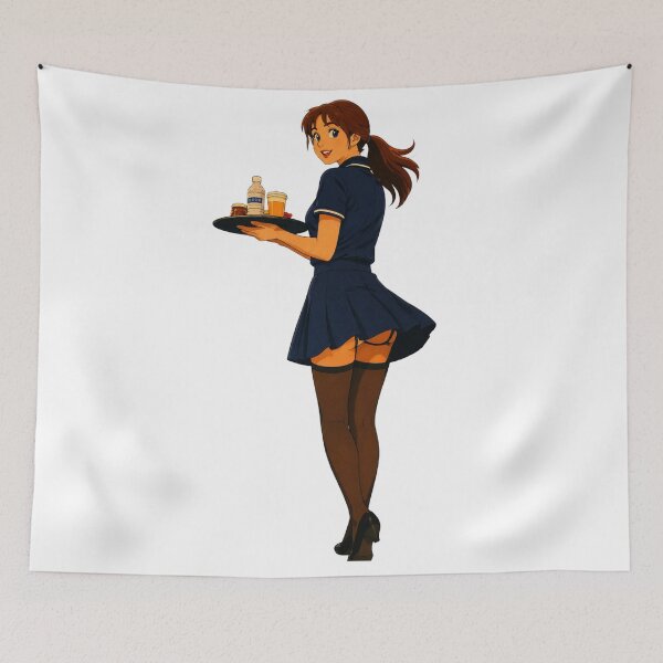 Item preview, Cute Waitress Pin-Up Illustration | Anime Style Café Server Art designed and sold by  Hollow Moon Studios..