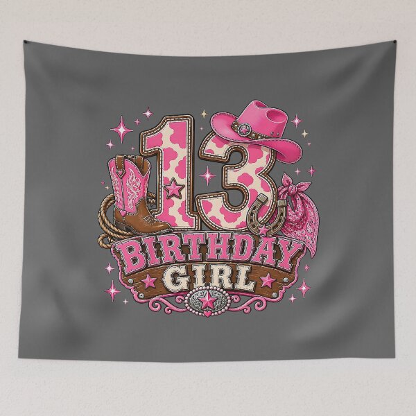 Item preview, 13th Birthday Girl Pink 13 Years Old Cowgirl Western Rodeo designed and sold by KristineLi.