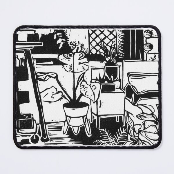 Item preview, Plants in my bedroom lino print designed and sold by IvorySketching.
