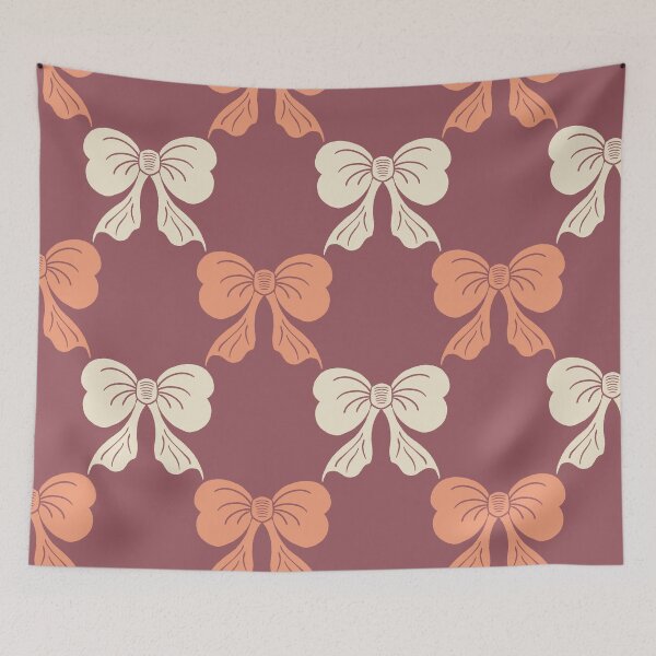 Item preview, Large Vintage Folk Bow Duo Burgundy Botanical Pattern designed and sold by DColourMuse.