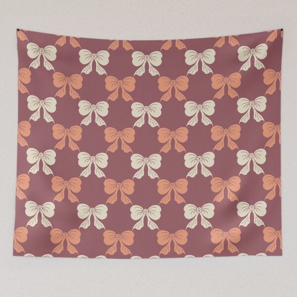 Item preview, Medium Vintage Folk Bow Duo Burgundy Botanical Pattern designed and sold by DColourMuse.