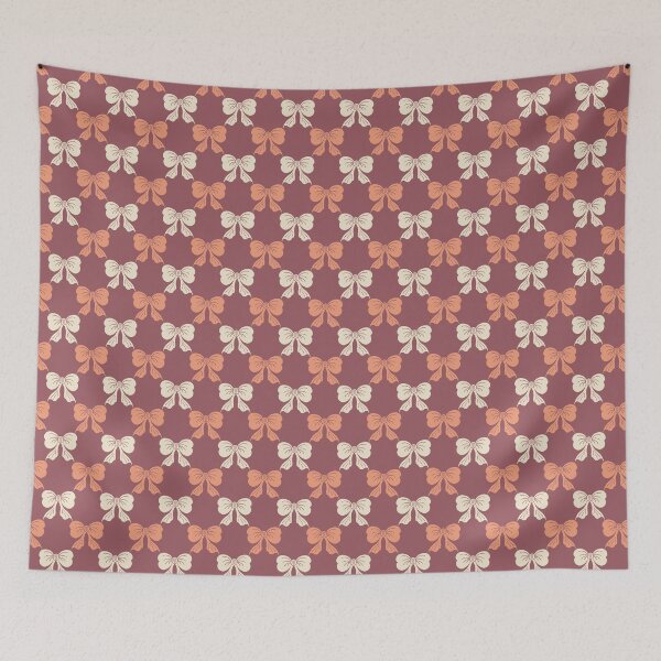 Item preview, Small Vintage Folk Bow Duo Burgundy Botanical Pattern designed and sold by DColourMuse.