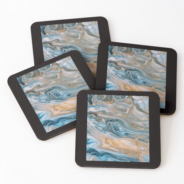 Item preview, Blue Gold Swirling Ocean Waves Marble Fluid Abstract designed and sold by Megaplexxx.