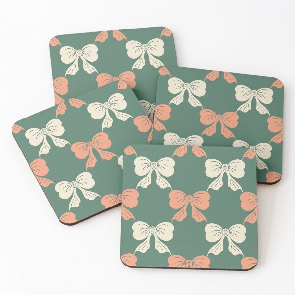 Item preview, Large Folk Bow Pattern Forest Green and cream Botanical designed and sold by DColourMuse.