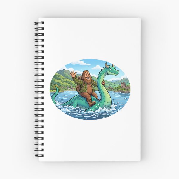 Item preview, Bigfoot Riding the Loch Ness Monster - Sasquatch Scotland Adventure Cryptidcore Design designed and sold by Spank My Yeti.